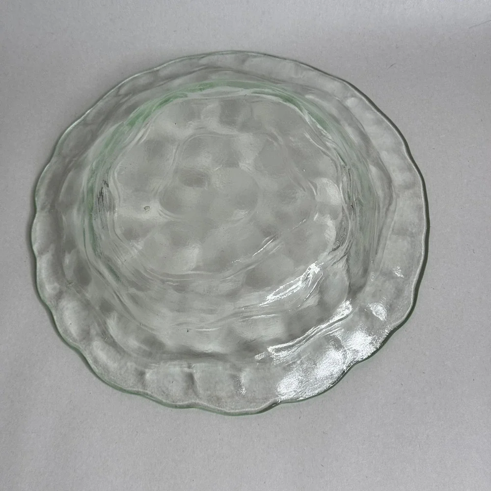 Vintage Light Green Textured Glass Soup Bowl Recycled
